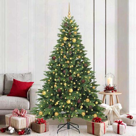vidaXL Artificial Christmas Tree with 300 LEDs Green 210 cm PE and PVC (1/5)