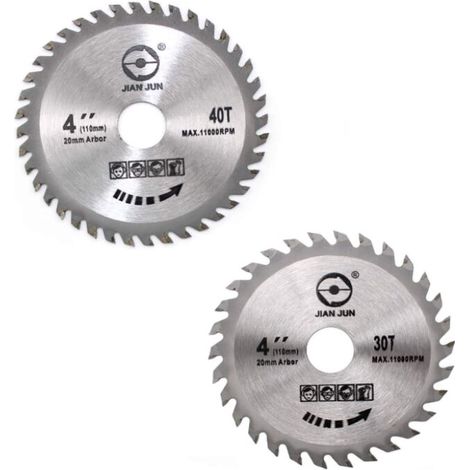 2 Pièces Skill Saw Lames de Scie Circulaire en Carbure - Lame de Scie Circulaire pour Bois 110 mm, Lame de Scie à Bois Durable de 4 Pouces pour Scie Circulaire, Scie à Onglets et Scie à Table,T-Audace (1/5)