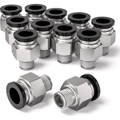 12 pezzi, raccordo pneumatico a innesto rapido BSP da 6 mm di diametro esterno x filettatura maschio da 1/8", PC6-01 (1/4)