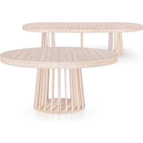 Table ovale extensible 150-300cm Eliza Effet Travertin Beige (1/5)