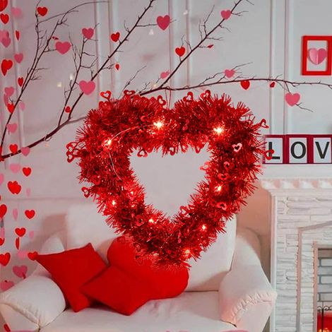 Guirlande En Forme De Cœur - 30 X 30 Cm - Pour Porte Extérieure Intérieure Décoration Fêtes Amour - 1 Pièce (1/5)
