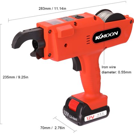 Machine à nouer et à lier automatique sans fil rechargeable KKmoon 12V pour barres d'armature de 8 à 34 mm. (1/5)