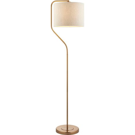 Endon Clement Lampadaire avec abat-jour en laiton vieilli, tissu en lin naturel, 1 x E27 (1/5)