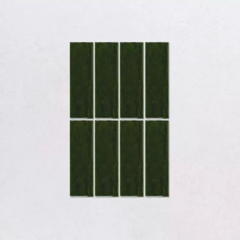 Faience Effet Zellige Vert Foncé NOUR Dark Green 6,5x20cm (1/2)