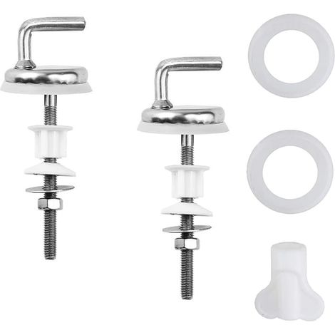Charnières de siège de toilette en acier inoxydable (lot de 2) - Kit de fixation universel pour siège de toilette - Pièces de rechange en acier inoxydable (1/5)