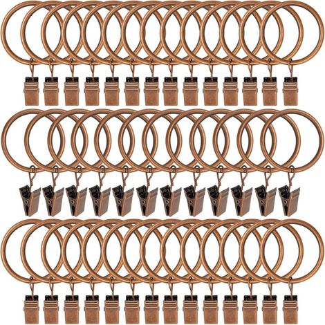 Metallene Gardinenringe mit Clips, 3,8 cm Innendurchmesser, 40er-Packung (Rotbronze) (1/5)
