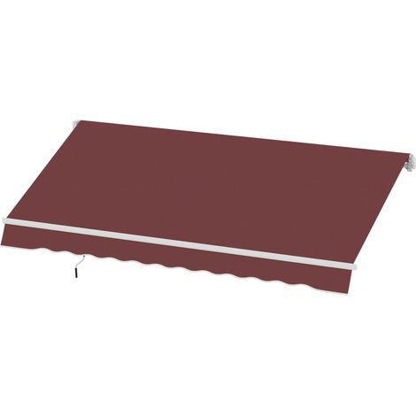 Store banne rétractable manuel 3,5 x 2,5 m avec angle réglable, manivelle, armature en aluminium et protection UPF 30+, rouge bordeaux (1/5)