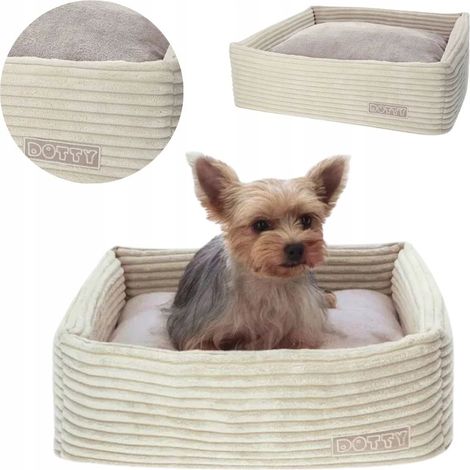 Cuccia per gatti, divano per cani, DOTTY - velluto a coste color crema - S (1/5)