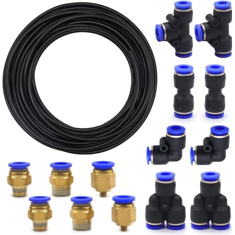 10 M Tuyau Pneumatique, 8mm x 5mm, Polyuréthane, 14 Raccords Rapides, Outils Industriels (1/5)
