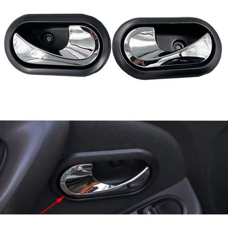 Kit de poignée de porte intérieure automobile haute résistance pour 8200733847 8200733848 Logan Dacia Duster,gauche et droite, une paire, poignées de rechange chromées et noires