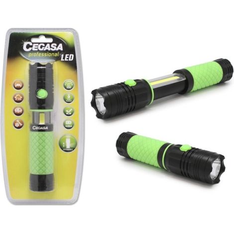 Cegasa torche professionnelle led extensible avec lumière frontale de 350lm et lumière latérale de 120lm - étanche ip44 -- étanche - alimentée par 4 piles aaa (non incluses) (1/2)