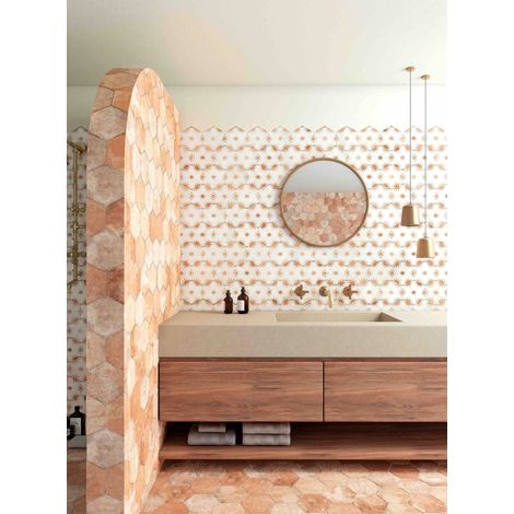 Carrelage Imitation Carreaux de Ciment LILYA 19,8x22,8 cm Deco Coto Hex (1/2)