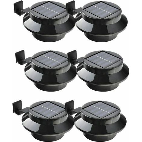 VURAHOME -Lot de 6 lampes LED à énergie solaire pour gouttière, clôture, toit, gouttière, jardin, cour, mur, noir (1/5)