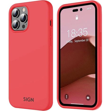 Coque en silicone liquide pour iPhone 14 Pro - Rouge pastèque