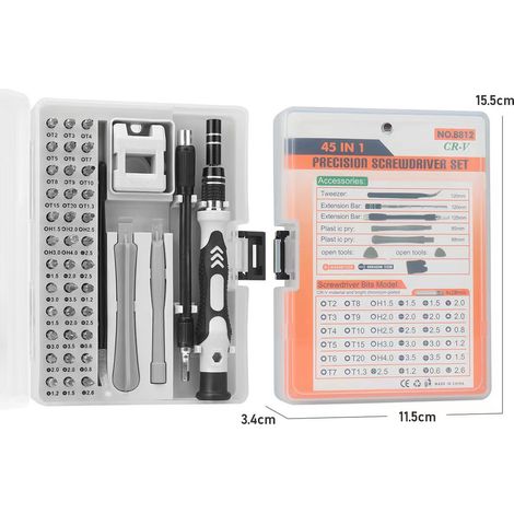 45 en 1 Tournevis Électrique, Kit de Réparation Multifonction 128 en 1 pour Téléphone et Précision, 1 pièce