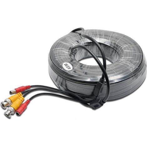 Câble d'alimentation vidéo BNC Câbles d'extension CC RCA pour kit de système de sécurité DVR caméra CCTV (40M)