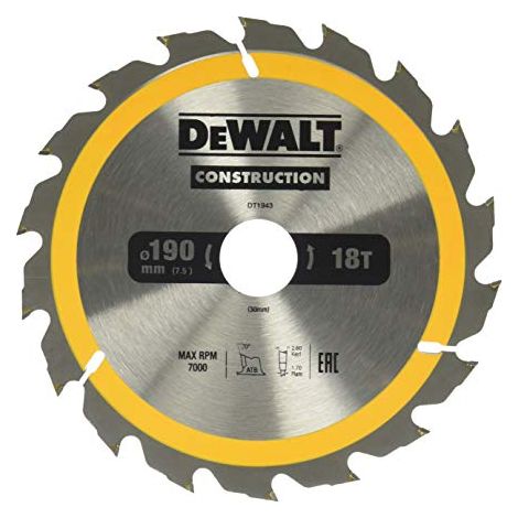 Lama per sega Dewalt 190x30mmx18z