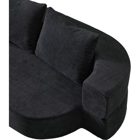Canapé-lit pliant, futon convertible, matelas de sol pliable 2 en 1 avec 2 oreillers, canapé relax en mousse haute densité respirante, fauteuil confortable, taille 1 place, noir (1/5)