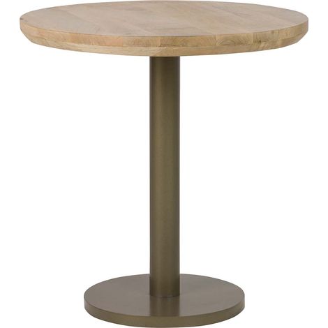 Table à manger en métal marron et bois de manguier 70 x 70 x 72 cm