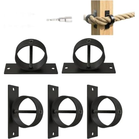 304 Stainless Steel Cable Support Kit for Rope Fence, Black (1/5)