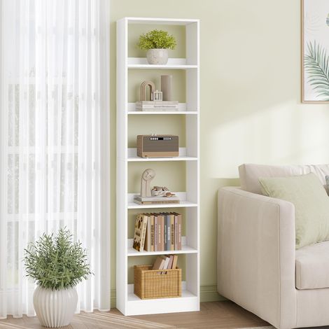 Bibliothèque 6n, Étagère Rangement, 24 x 50 x 183 cm Blanc Étagère chambre 6 niveaux, vasagle, Meuble, Cube, mangatheque, pour Salon, Bureau, Chambre, Style Scandinave (1/5)