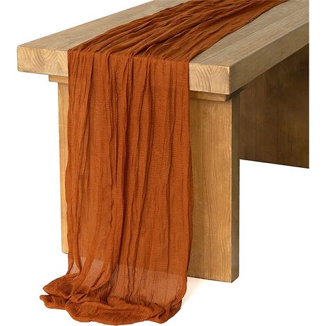 Chemin De Table - Coton Froissé - 90 X 180 Cm - Pour Décoration De Table Intérieure - 1 Pièce (1/4)