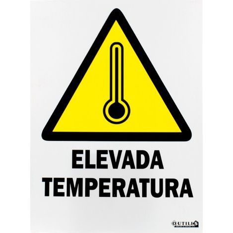 Schild „Hohe Temperatur“, 40x30 cm Kunststoff, gelb, weiß und schwarz