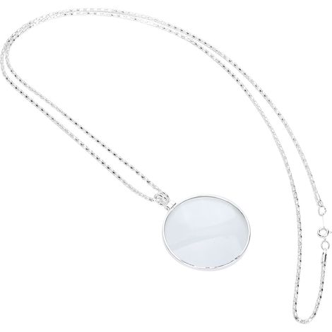 5x Collier Loupe en Alliage Portable Pendentif de Lecture avec Chaîne Argent (1/5)