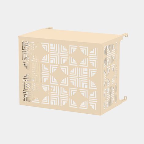 Cache climatiseur - Jali Cache climatiseur - Jali - Fixation murale - Ivoire RAL 1015 - Taille S (H 70 x L 90 x P 50-74 cm) (1/5)