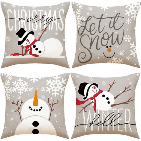 4 Weihnachts-Kissenbezüge 40 x 40 cm, dekorative Kissenhüllen für Sofa und Wohnzimmer (1/5)