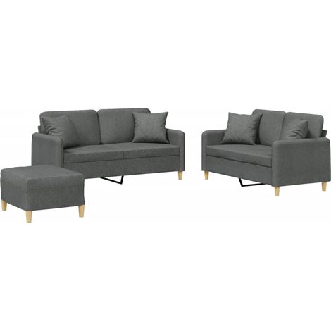 Maison Exclusive - Set di Divani 3 pz con Cuscini Grigio Scuro in Tessuto