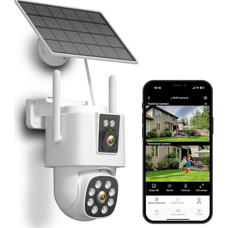 8MP 4K Solar Wirelesss IP Camera with 12000MAh Battery Outdoor HD 4MP Dual Lens WiFi IP Camara Solar Panel CCTV Security(8MP 4G 32GB Card) (1/5)