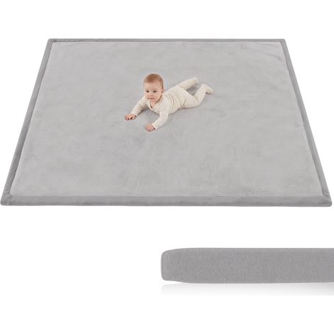 AIYAPLAY alfombra infantil, 180x150 cm, colchoneta de espuma de 3 cm, franela suave, antideslizante, resistente al agua y fácil de limpiar, gris claro (1/5)