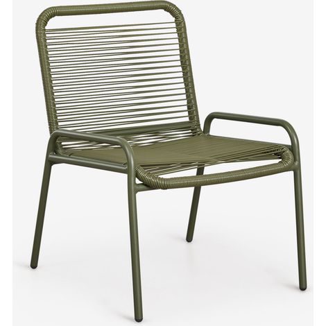 Fauteuil de jardin en acier et rotin synthétique Kuorin SKLUM Vert Olive Intense