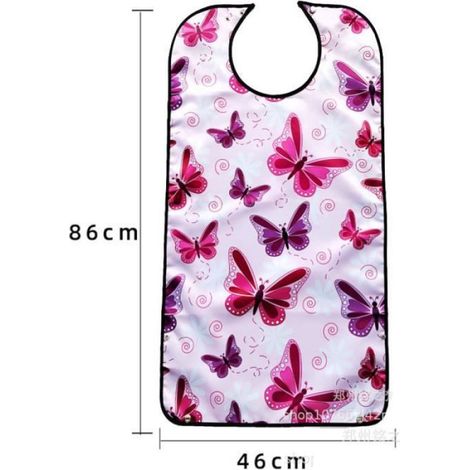 Bavoir Adulte - 86 x 46 cm - Arrière Vinyle Imperméable - Avec Ramasse-Miettes Détachable - Lot de 3 (1/4)