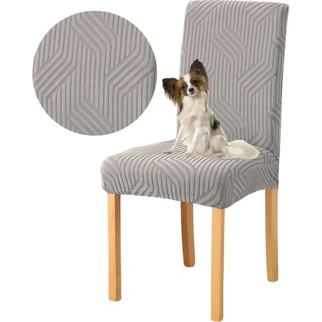 Housse de chaise en jacquard tressé gris clair [10-Z8-JSZ]