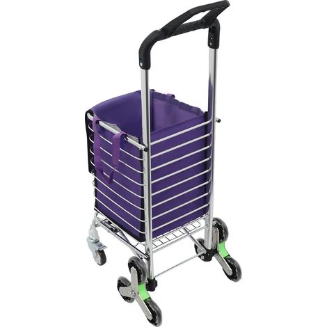 Carro plegable, carro utilitario portátil, diseño de 8 ruedas, morado (1/2)