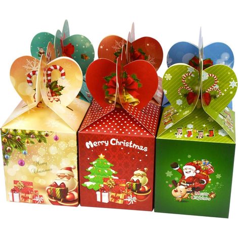 Set mit 12 Geschenkboxen, Obstboxen und Pralinenschachteln mit niedlichen Illustrationen für Weihnachtsfeiern, Hochzeiten und andere Festlichkeiten (1/5)