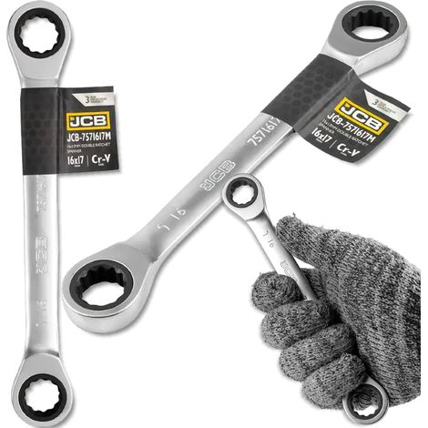 Clé à cliquet double JCB 16x17mm Cr-V 12 pans (1/5)