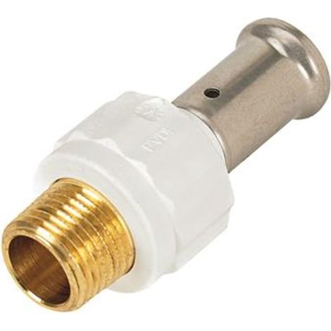 Raccord multicouche PVDF blanc à sertir mâle 1/2'' (15/21) - Ø16x2,0 - HENCO