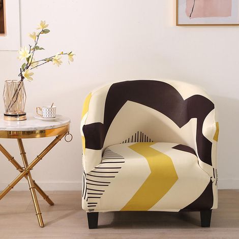 Housse De Fauteuil Extensible Housse De Chaise Imprimé Amovible Lavable Housse De Canapé Modern Revêtement De Fauteuil Pour Comptoir De Bar Salon Salle À Manger Réception Bureau (9) (1/5)