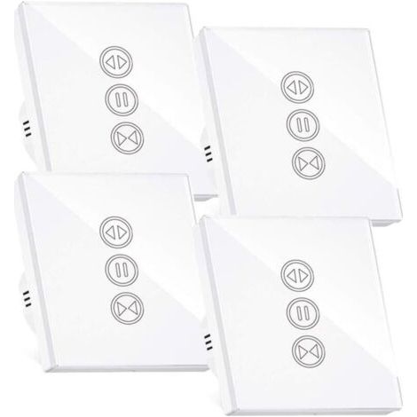 Interrupteur Volet Roulant Connecté, Interrupteur Volet Roulant Wifi,Compatible Avec Alexa/Google Home, Interupteur Connecté Tactile Rétro Éclairage Peut Éteindre Led Timer App Contrôle,4PCS