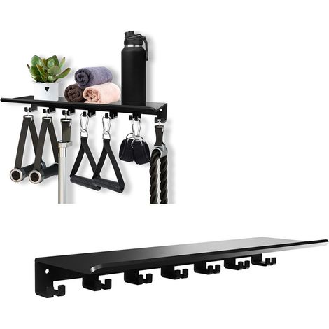 Organisateur à étagères flottantes, support de rangement mural pour équipement de salle de sport, compatible avec les crochets à adaptateur en T (1/5)