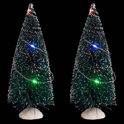 2er-Set Accessoires Dorf Tannenbaum beleuchtet 20 LEDs mehrfarbig - Atmosphera créateur d'intérieur