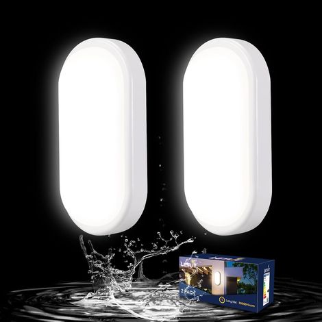 Plafonnier LED Ovale, 12W 1200LM Applique Murale Intérieure, IP54 Plafonnier Salle de Bain, 4000K Luminaires Intérieur, Lampe Exterieur Eclairage LED pour Garage Couloir Cave Balcon (1/5)