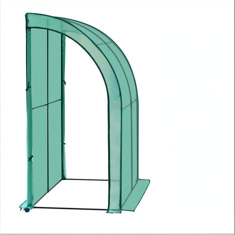 CHICFURN Invernadero adosado 200x100x210 cm de metal y PE verde para fijar a la pared (1/5)