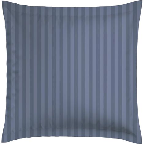 Lot de 1 Oreiller Carré à Mémoire de Forme + 1 Taie d'oreiller 60 x 60 cm Linge de Lit en Satin de Coton Lavable en Machine à 40°C Rayure Tissé, Bleu (1/5)