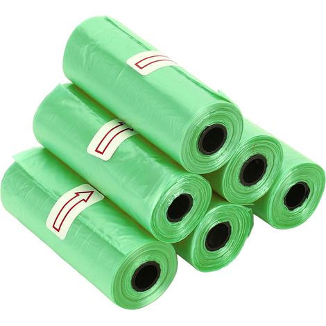 6 rouleaux sacs à déchets pour animaux de compagnie étanches épais et solides merde de chien Portable pour chiens chats animaux de compagnie vert (1/5)