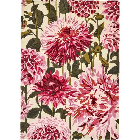 Tapis salon et chambre en laine 200x280 rose et vert fait à la main (1/5)