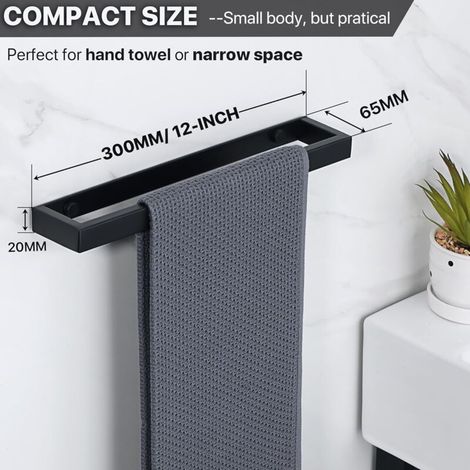 Porte Serviettes , Porte Serviettes Murale Anneau Porte Serviettes Adhésif sans Perçage, Support Serviettes Noir en Acier Inoxydable, 30cm (1/2)